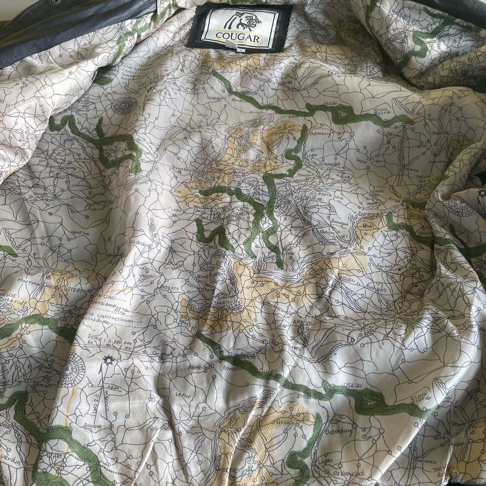 Cougar Leather Jacket Vintage Zip Up & Snap 4 Outside Pockets Lined Black Large - Picture 7 of 13